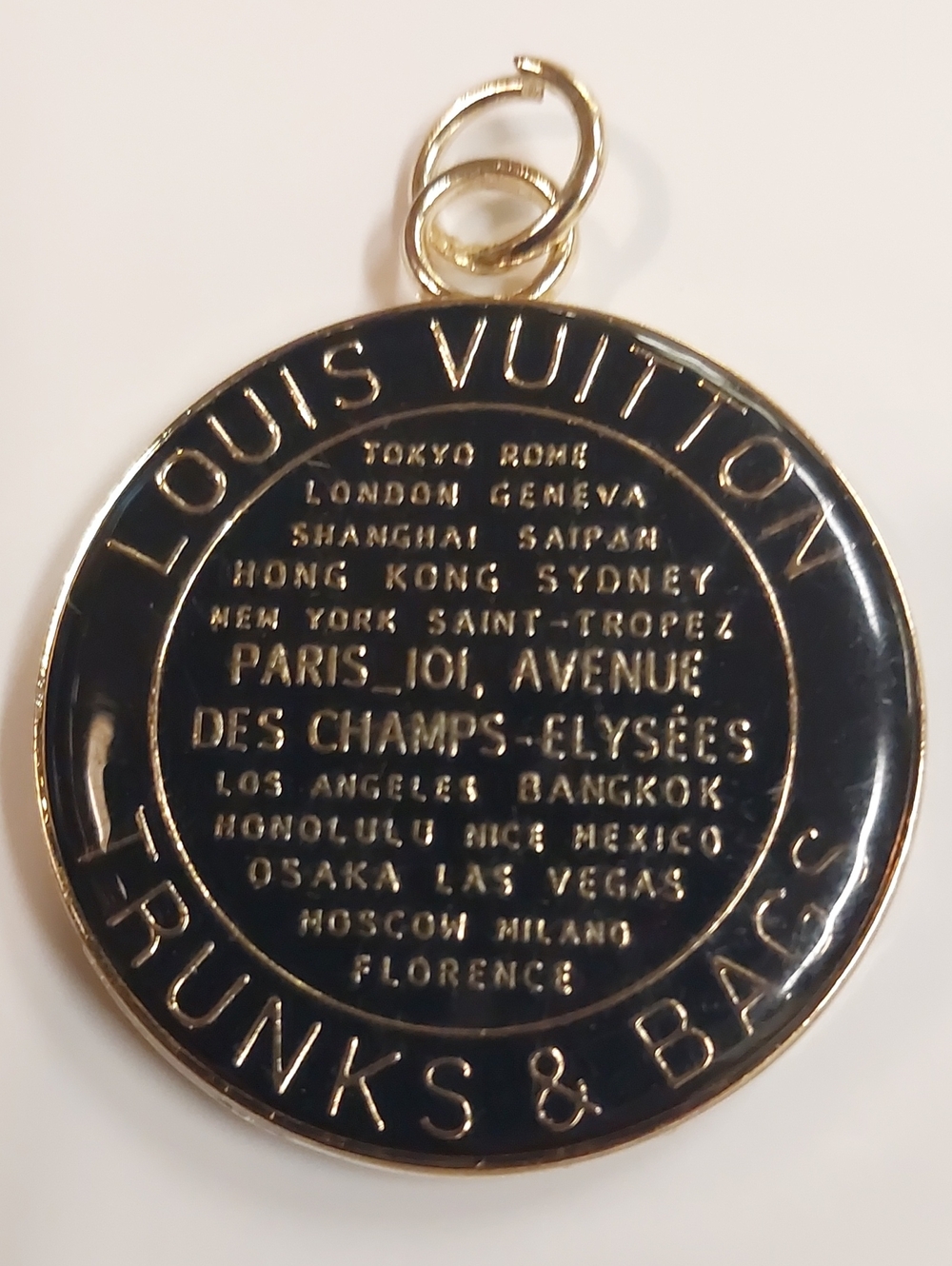 LV Black & Gold Round Trunks & Bags Charm Pendant